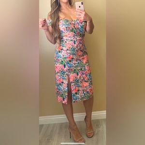 Beautiful orange floral cocktail dress